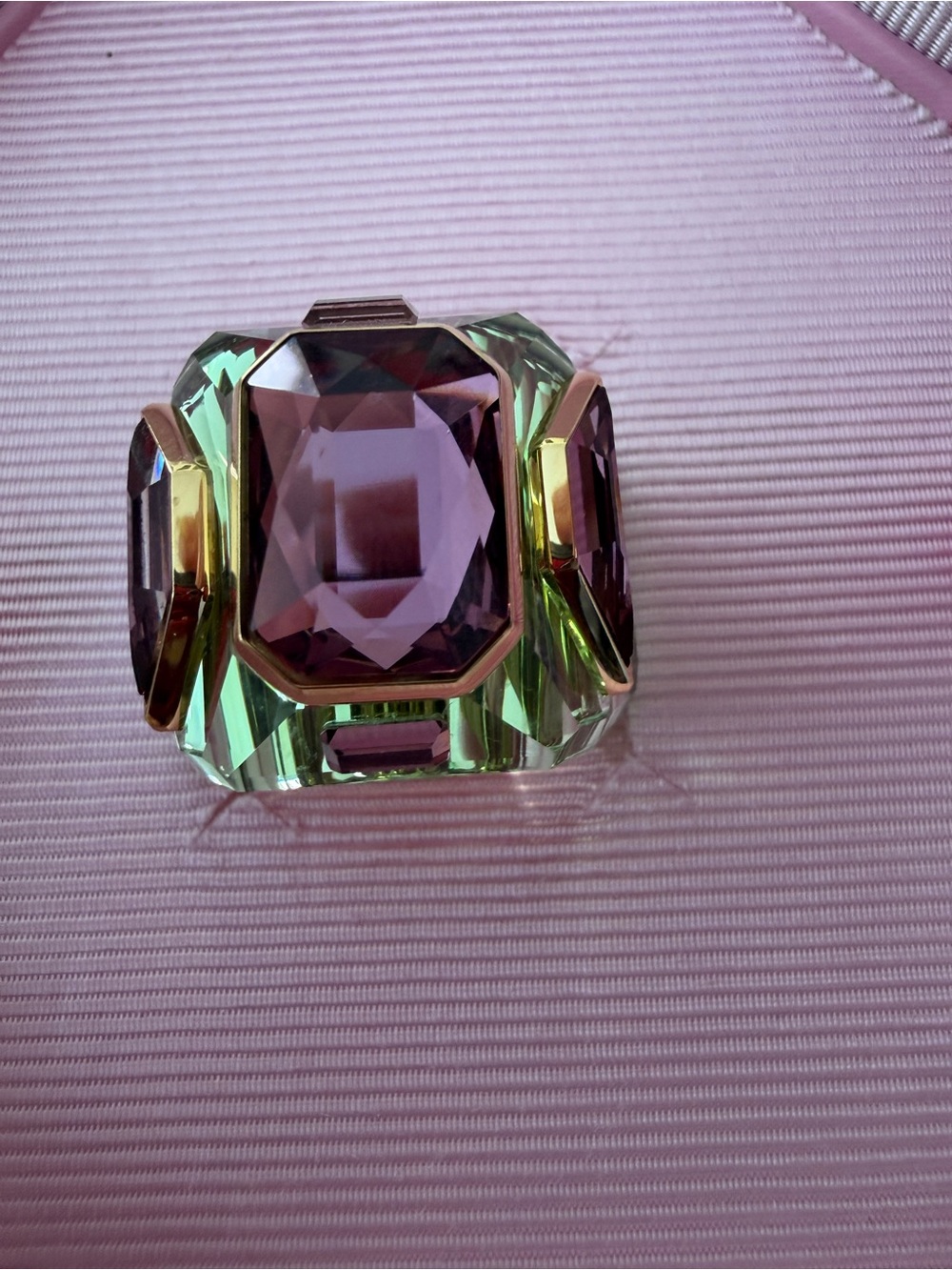 ❤️❤️sold❤️❤️Swarovski  Chunky Faceted crystal Statement Ring - Purple and Green